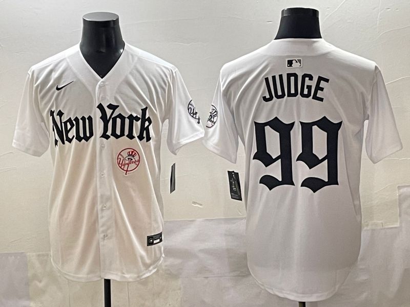Men 2025 New York Yankees #99 Judge White Five generations Joint Name Nike MLB Jersey style 17->new york yankees->MLB Jersey